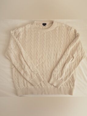 J.Crew Cable Knit Sweater Cream Cotton XL
